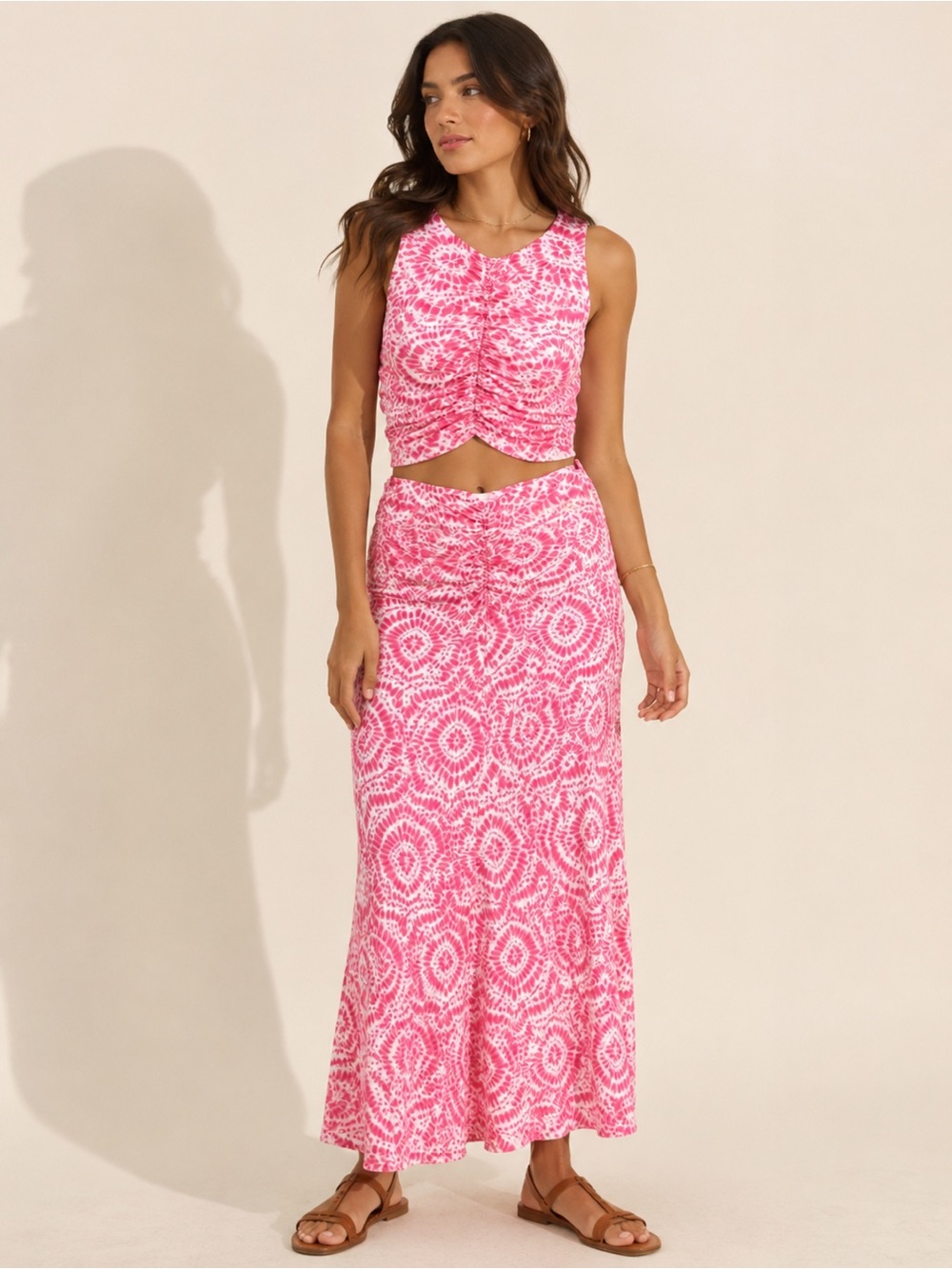NEW House of Harlow 1960 Pink Tie-Dye Two-Piece Skirt Set